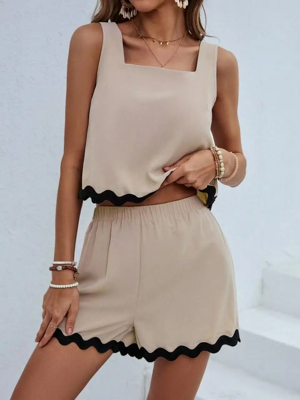 Solid Color Casual Loose Short Pants Sets For Women 2024 Elegant Summer Women's Two Pieces Suit Full Set Female Outfit Clothes